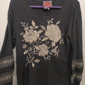 JOHNNY WAS long sleeve embroidered top